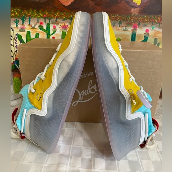 Christian Louboutin Arpoador Flat,Yellow& Blue, Suede, Men’s Size:EU44.5,US 11.5 - Picture 6 of 13